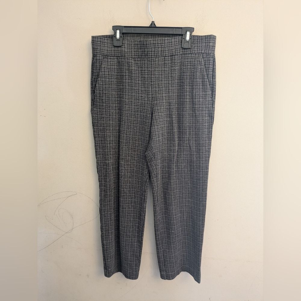 Loft Gray Plaid Straight Stretch Dress Pants Size M
